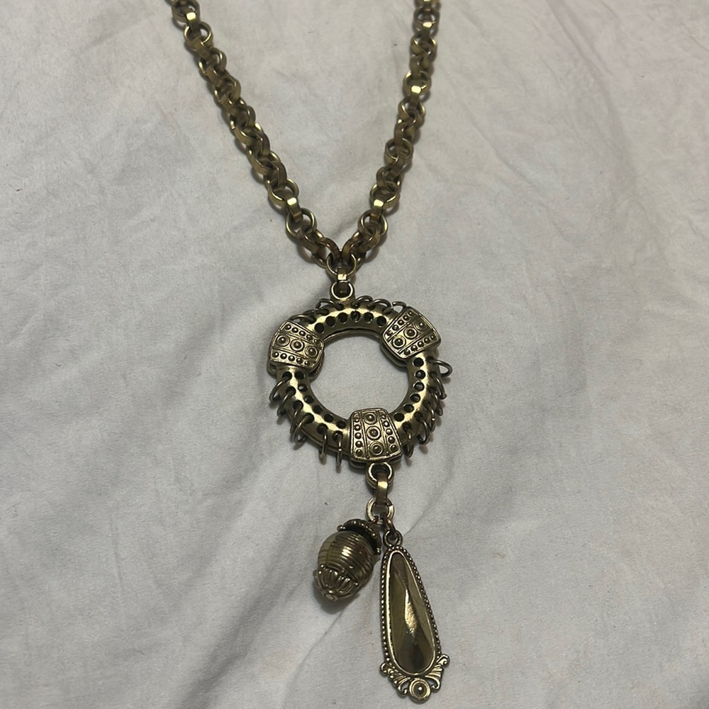 Bijoux Turner Matte Gold Steampunk 26" Adjustable Dangle Pendant Necklace